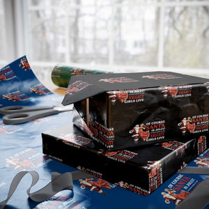 Funny Christmas Retro Santa Wrapping Paper Roll Of Course Santa Is Jolly He Knows Where All The Naughty Girls Live TS11 Black Print Your Wear