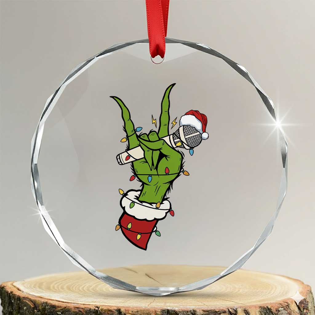 Funny Christmas Rock Crystal Glass Ornament Rock Green Hand Style Xmas TS14 Transparent Glass 3'' Circle Print Your Wear