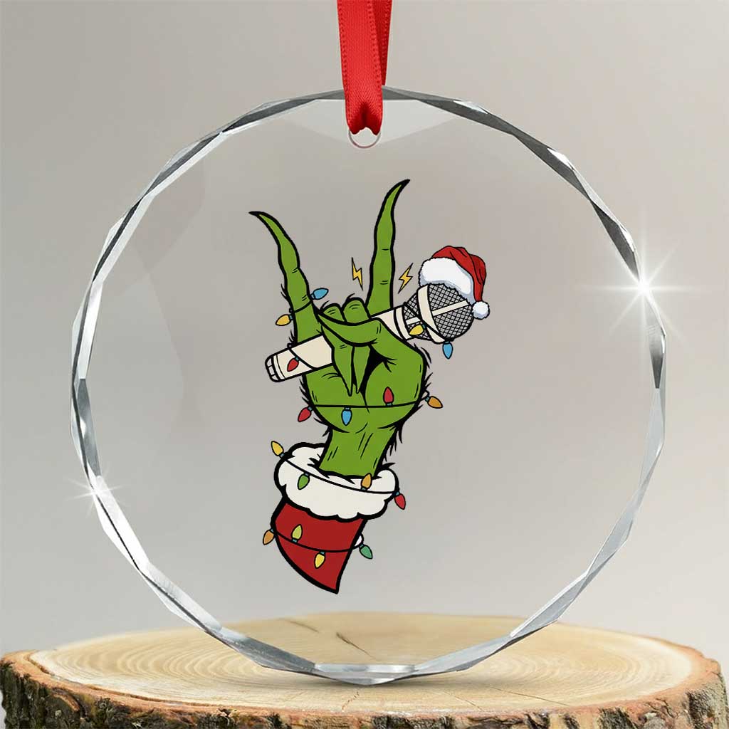 Funny Christmas Rock Crystal Glass Ornament Rock Green Hand Style Xmas TS14 Transparent Glass 3'' Circle Print Your Wear