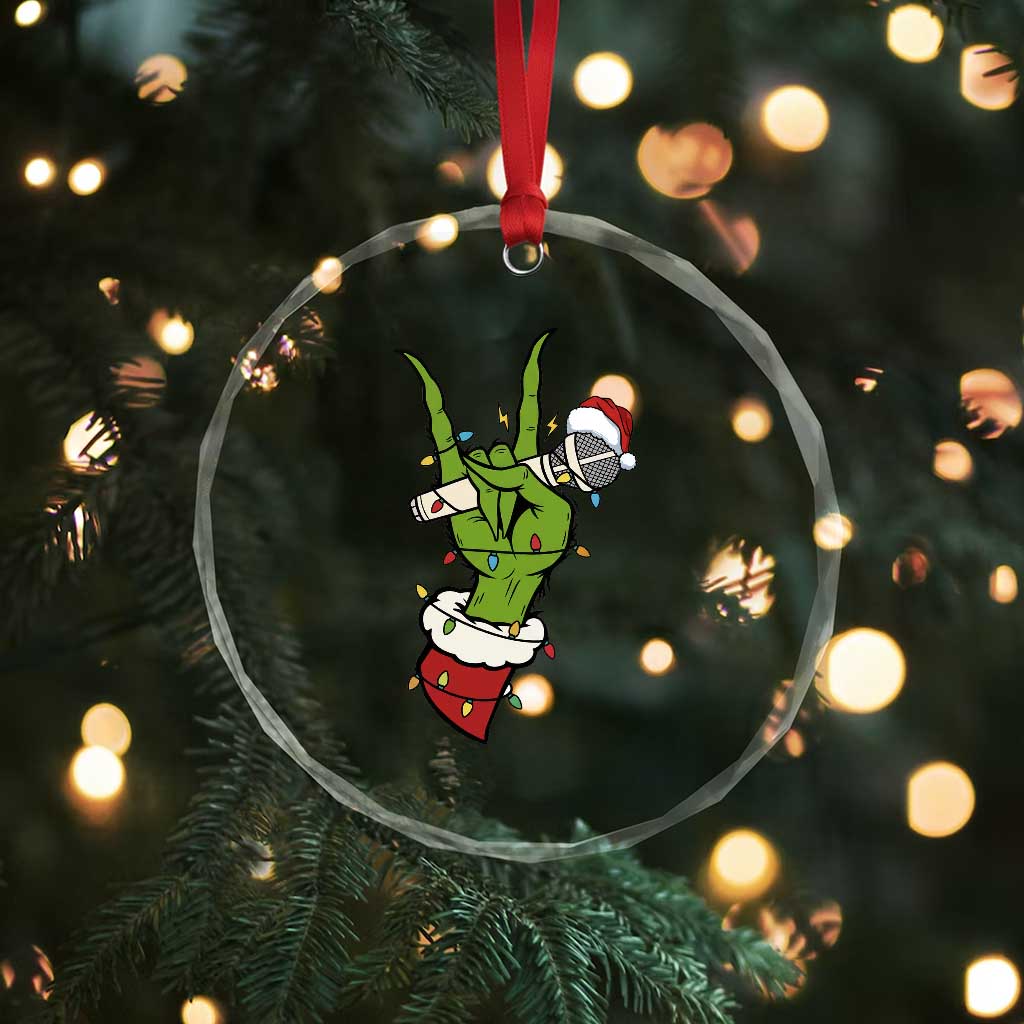 Funny Christmas Rock Crystal Glass Ornament Rock Green Hand Style Xmas TS14 Print Your Wear