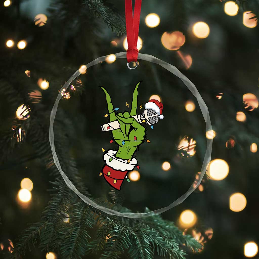 Funny Christmas Rock Crystal Glass Ornament Rock Green Hand Style Xmas TS14 Print Your Wear