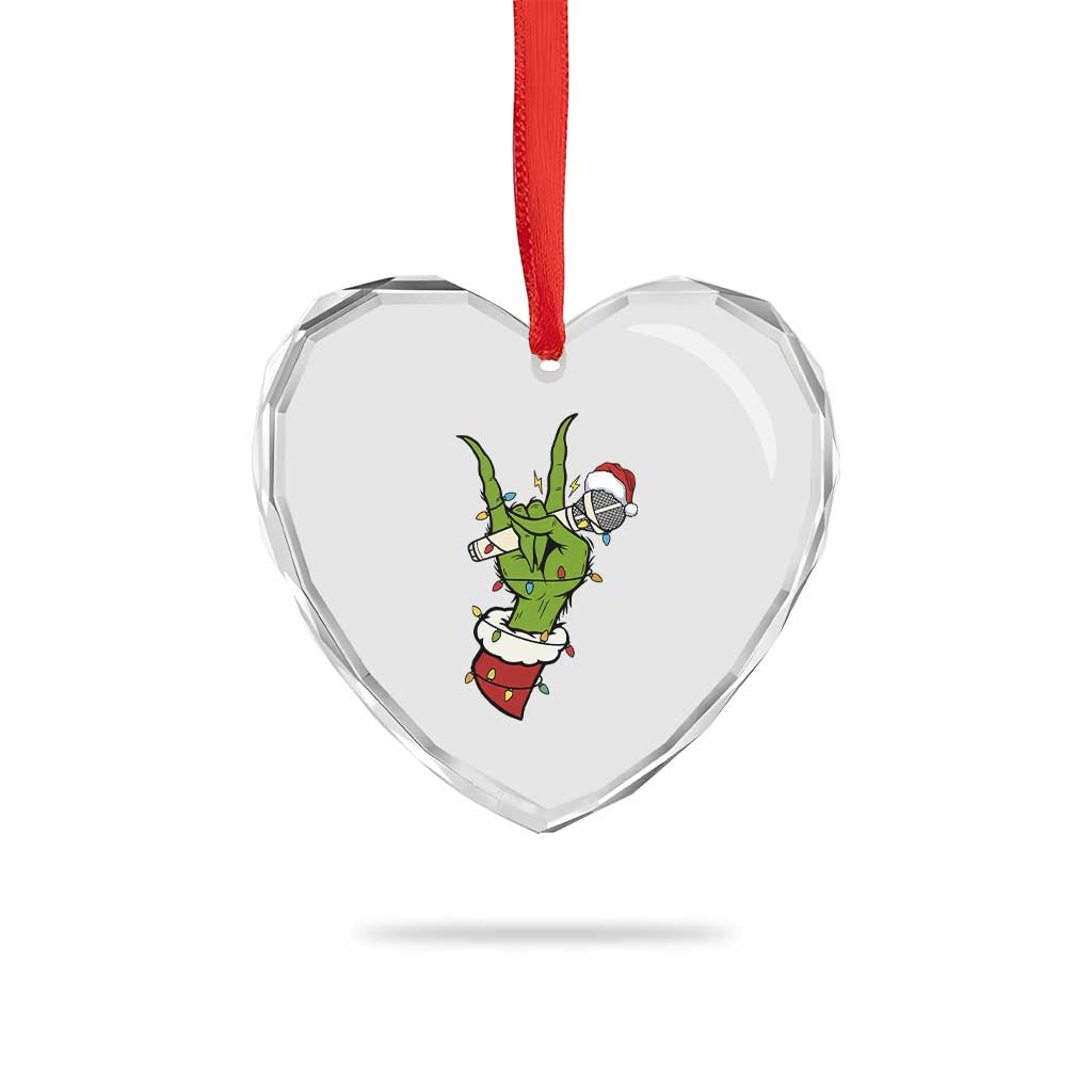 Funny Christmas Rock Heart Crystal Glass Ornament Rock Green Hand Style Xmas TS14 Print Your Wear