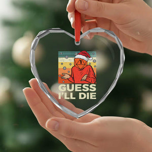 Funny Christmas Rpg Gamer Heart Crystal Glass Ornament Guess l Will Die Retro Dice Santa Hat TS11 Print Your Wear