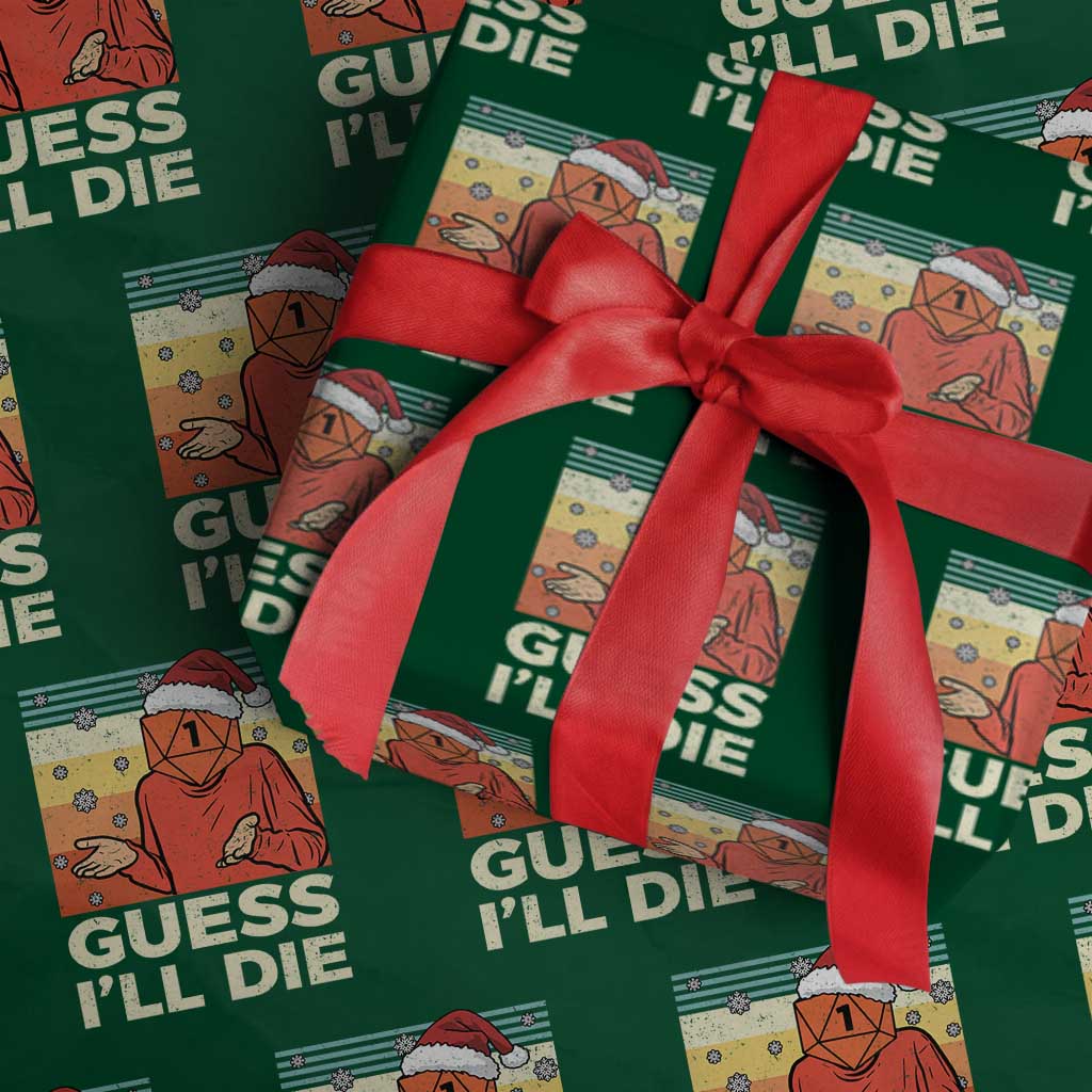 Funny Christmas Rpg Gamer Wrapping Paper Roll Guess l Will Die Retro Dice Santa Hat TS11 Green Print Your Wear