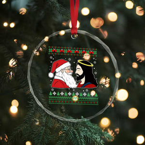 Funny Christmas Santa and Jesus Crystal Glass Ornament Most Wonderful Time Christian Holiday Gag Gift TS02 Print Your Wear