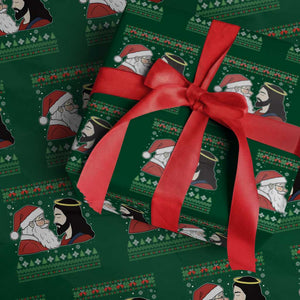 Funny Christmas Santa and Jesus Wrapping Paper Roll Most Wonderful Time Christian Holiday Gag Gift TS02 Green Print Your Wear