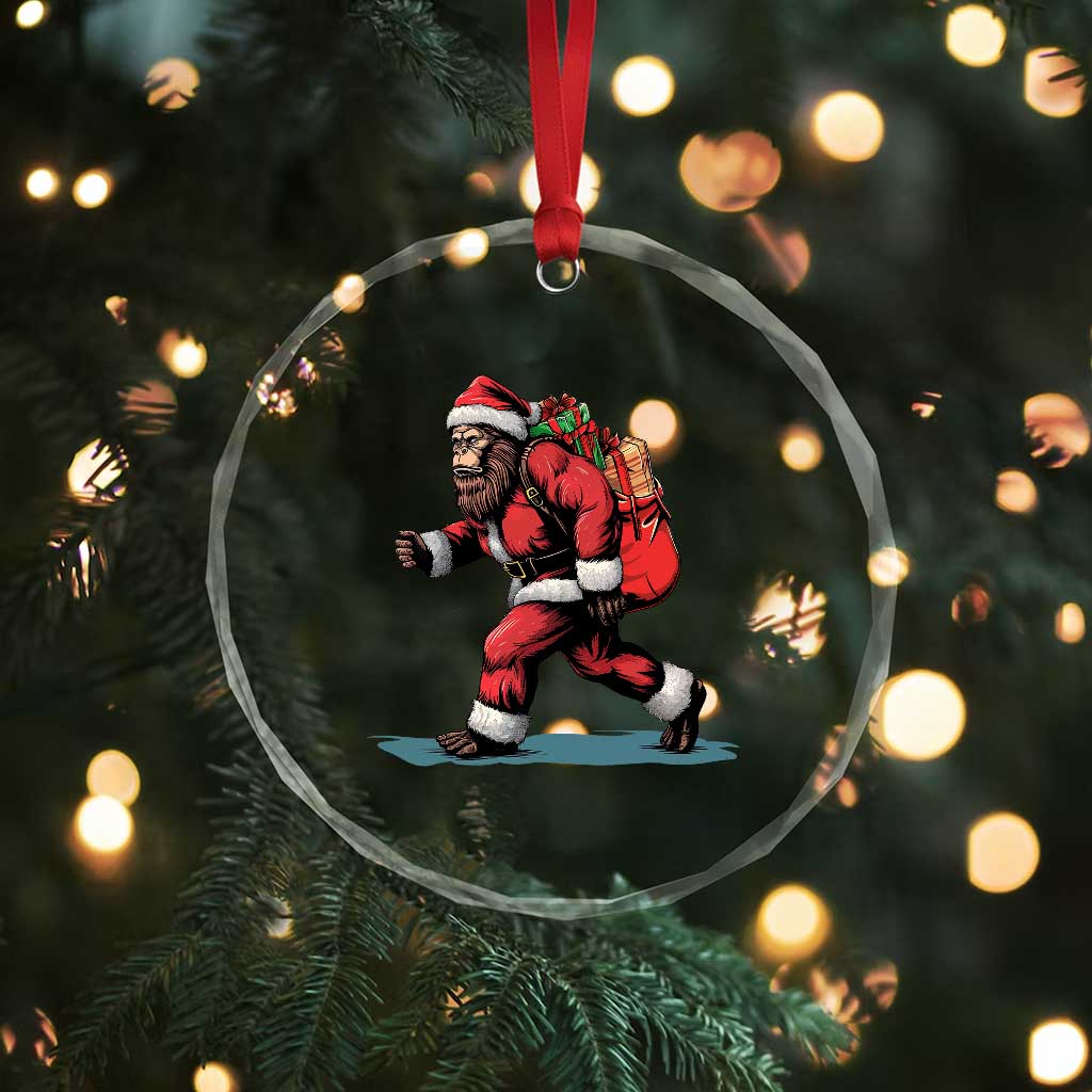 Funny Christmas Santa Bigfoot Crystal Glass Ornament Xmas Sasquatch TS11 Print Your Wear