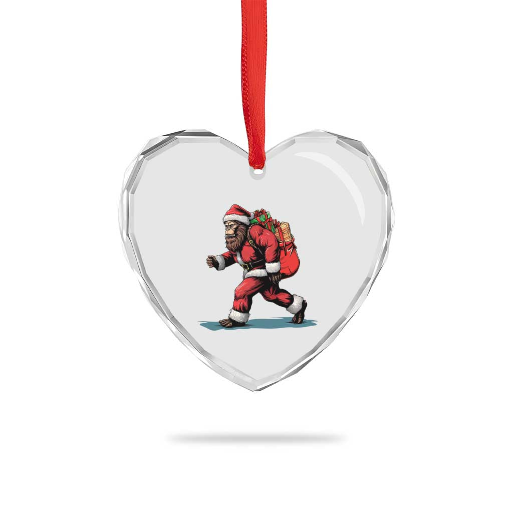 Funny Christmas Santa Bigfoot Heart Crystal Glass Ornament Xmas Sasquatch TS11 Print Your Wear