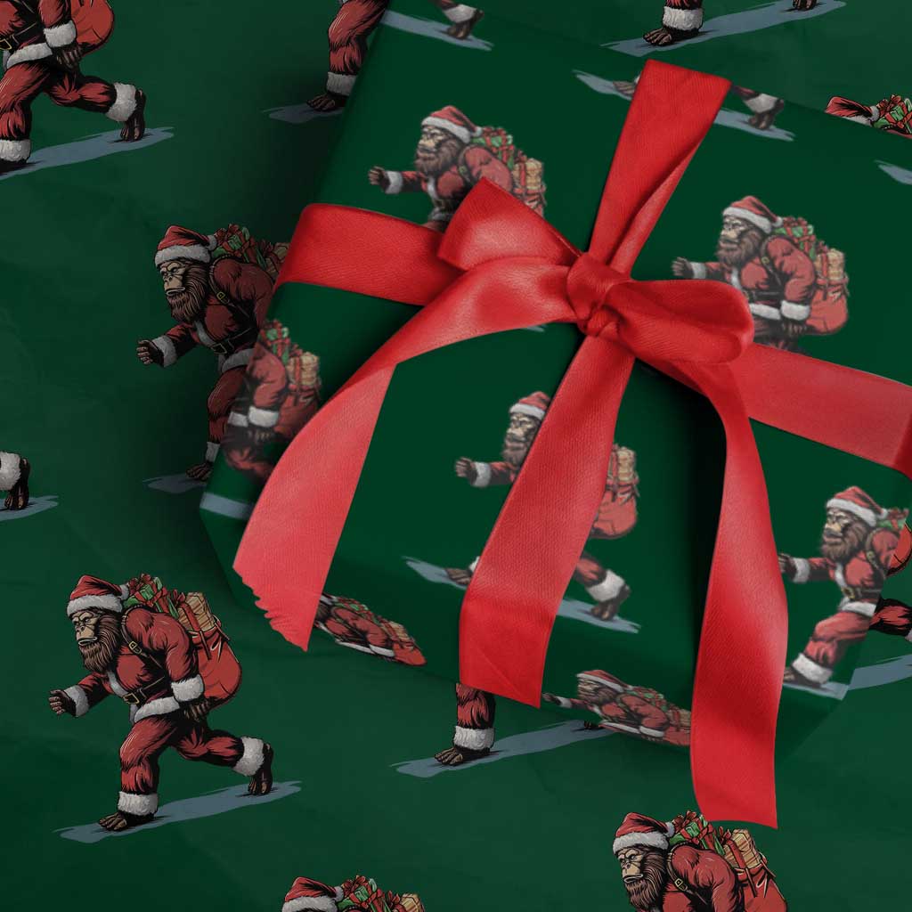 Funny Christmas Santa Bigfoot Wrapping Paper Roll Xmas Sasquatch TS11 Green Print Your Wear