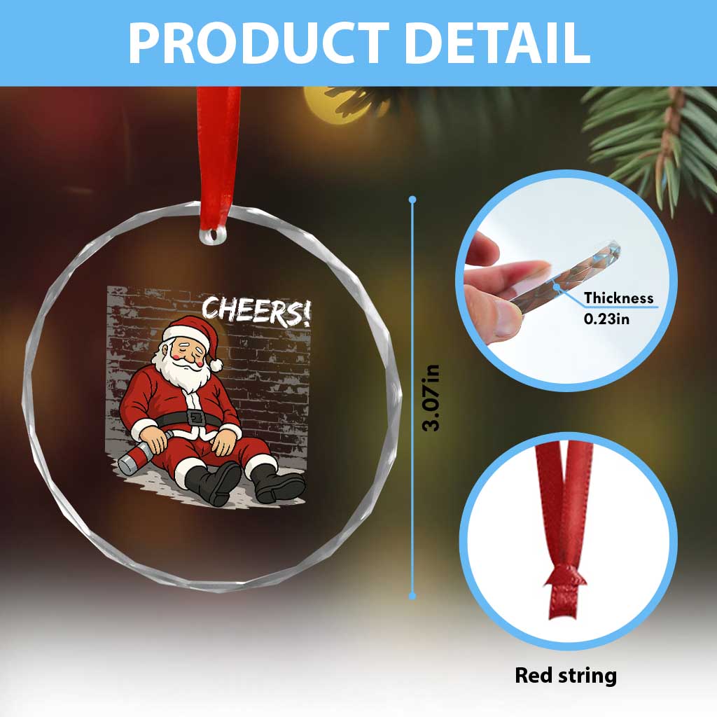 Funny Christmas Santa Claus Drinking Beer Crystal Glass Ornament Wonderful Time TS10 Print Your Wear
