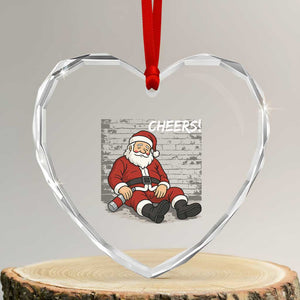 Funny Christmas Santa Claus Drinking Beer Heart Crystal Glass Ornament Wonderful Time TS10 Transparent Glass 3'' Heart Print Your Wear