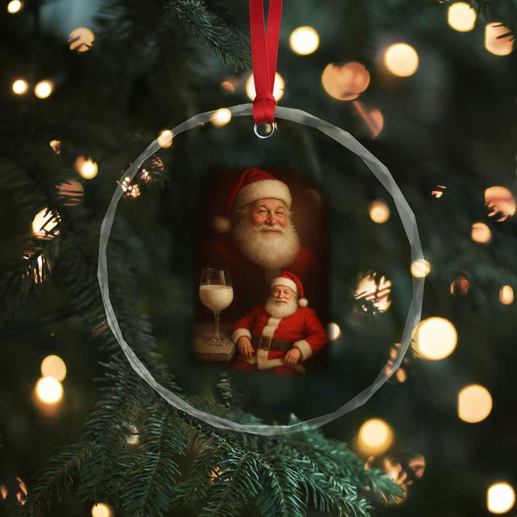 Funny Christmas Santa Drinking Milk Dank Meme Crystal Glass Ornament TS11 Print Your Wear