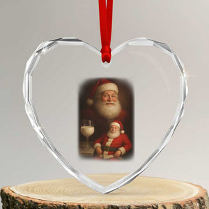 Funny Christmas Santa Drinking Milk Dank Meme Heart Crystal Glass Ornament TS11 Transparent Glass 3'' Heart Print Your Wear