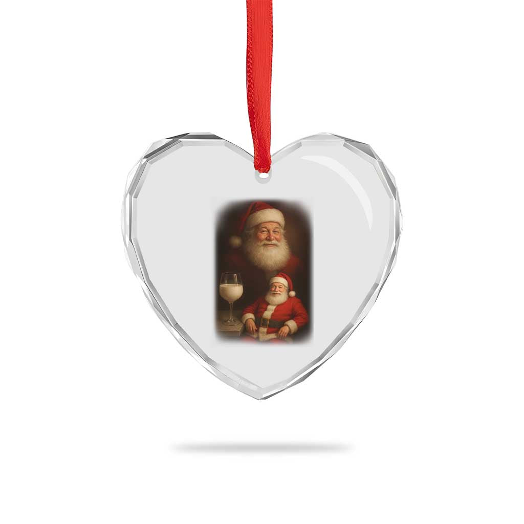 Funny Christmas Santa Drinking Milk Dank Meme Heart Crystal Glass Ornament TS11 Print Your Wear