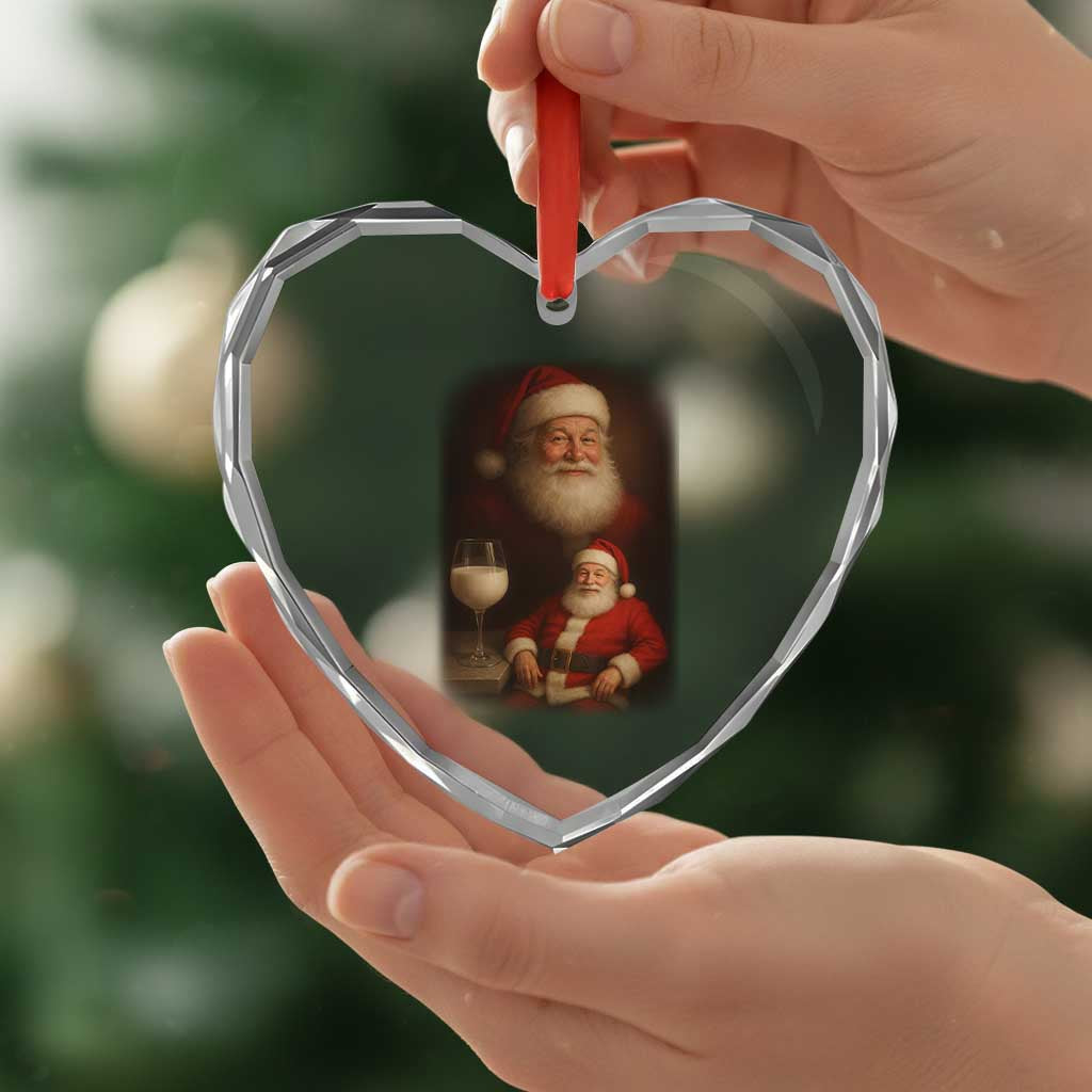 Funny Christmas Santa Drinking Milk Dank Meme Heart Crystal Glass Ornament TS11 Print Your Wear