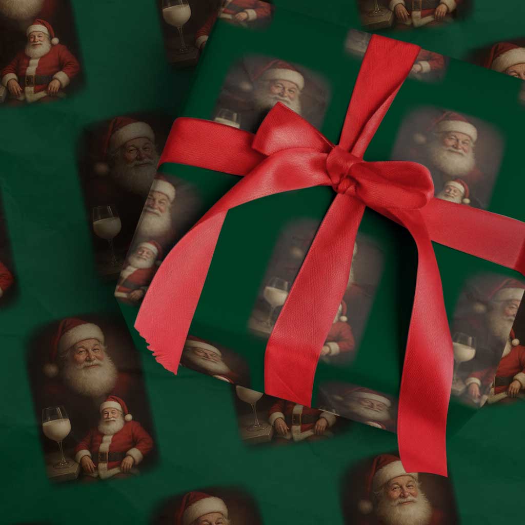 Funny Christmas Santa Drinking Milk Dank Meme Wrapping Paper Roll TS11 Green Print Your Wear