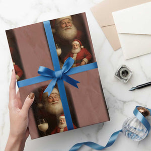 Funny Christmas Santa Drinking Milk Dank Meme Wrapping Paper Roll TS11 Mocha Print Your Wear