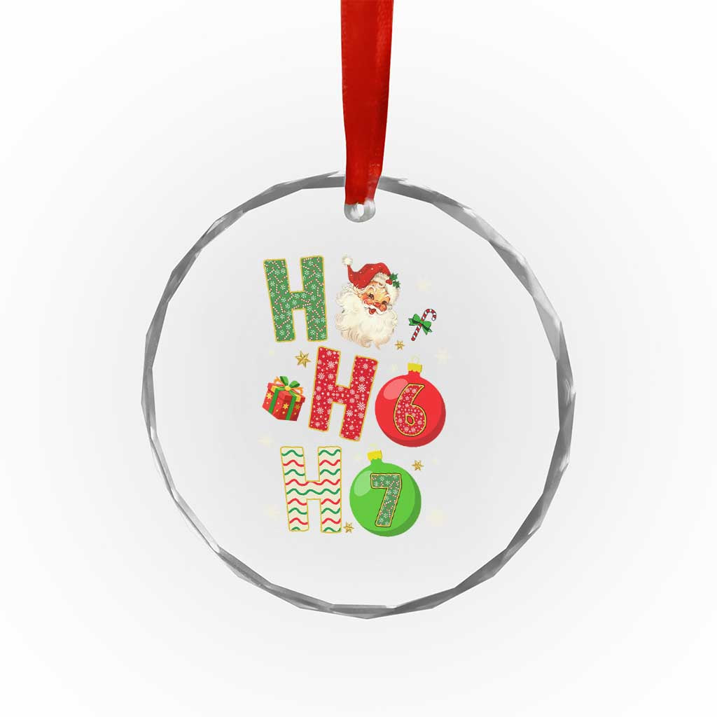 Funny Christmas Santa Ho Ho Ho 67 Crystal Glass Ornament Six Seven Meme 6 7 Xmas Bauble TS11 Print Your Wear
