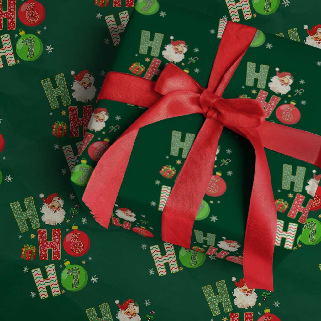Funny Christmas Santa Ho Ho Ho 67 Wrapping Paper Roll Six Seven Meme 6 7 Xmas Bauble TS11 Green Print Your Wear