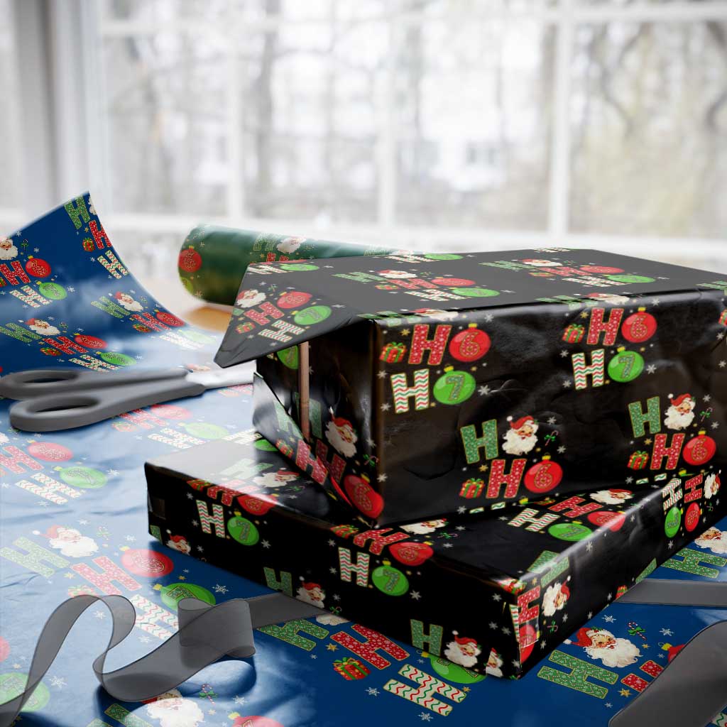Funny Christmas Santa Ho Ho Ho 67 Wrapping Paper Roll Six Seven Meme 6 7 Xmas Bauble TS11 Black Print Your Wear