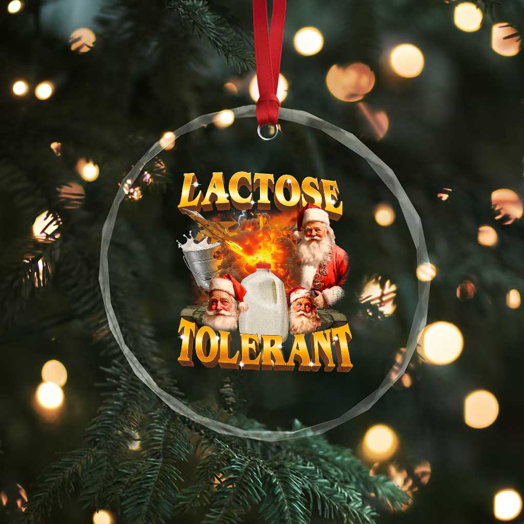 Funny Christmas Santa Lactose Tolerant Crystal Glass Ornament Xmas Tummy Ironic Sarcastic Meme TS11 Print Your Wear