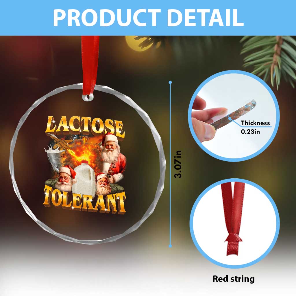 Funny Christmas Santa Lactose Tolerant Crystal Glass Ornament Xmas Tummy Ironic Sarcastic Meme TS11 Print Your Wear