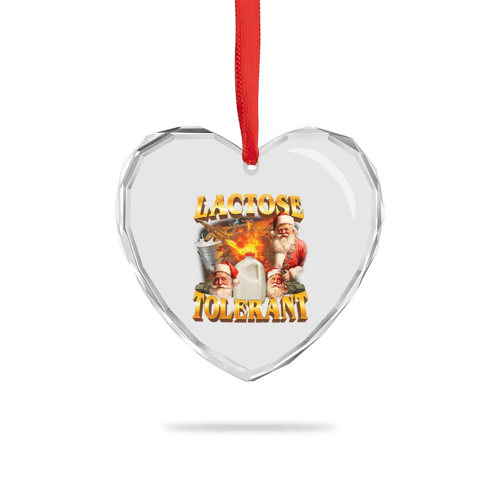Funny Christmas Santa Lactose Tolerant Heart Crystal Glass Ornament Xmas Tummy Ironic Sarcastic Meme TS11 Print Your Wear