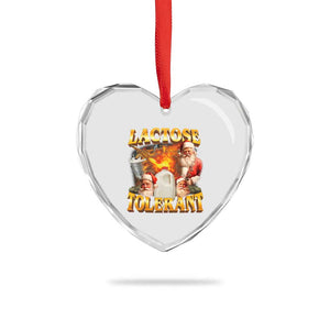 Funny Christmas Santa Lactose Tolerant Heart Crystal Glass Ornament Xmas Tummy Ironic Sarcastic Meme TS11 Print Your Wear