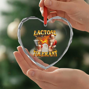 Funny Christmas Santa Lactose Tolerant Heart Crystal Glass Ornament Xmas Tummy Ironic Sarcastic Meme TS11 Print Your Wear