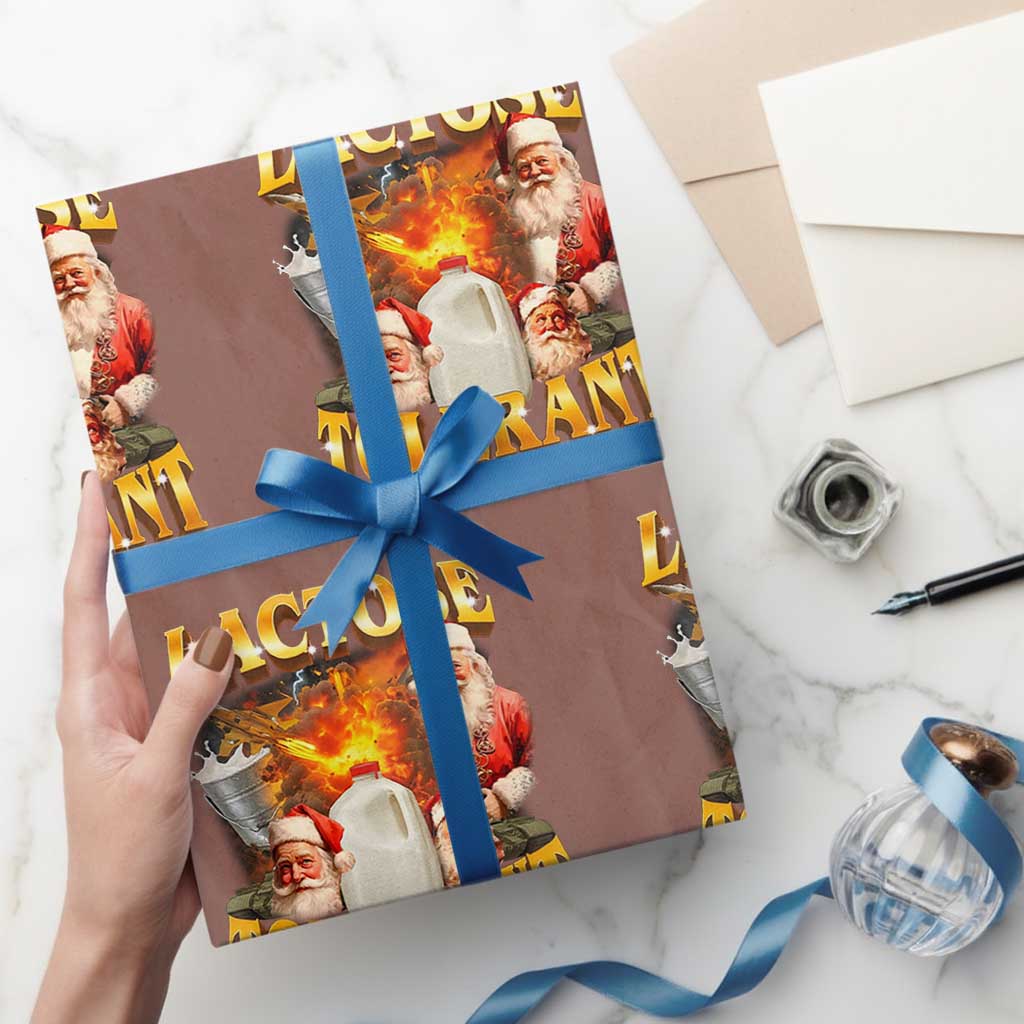 Funny Christmas Santa Lactose Tolerant Wrapping Paper Roll Xmas Tummy Ironic Sarcastic Meme TS11 Mocha Print Your Wear