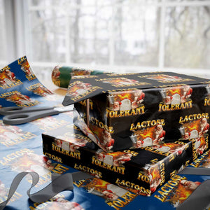 Funny Christmas Santa Lactose Tolerant Wrapping Paper Roll Xmas Tummy Ironic Sarcastic Meme TS11 Black Print Your Wear