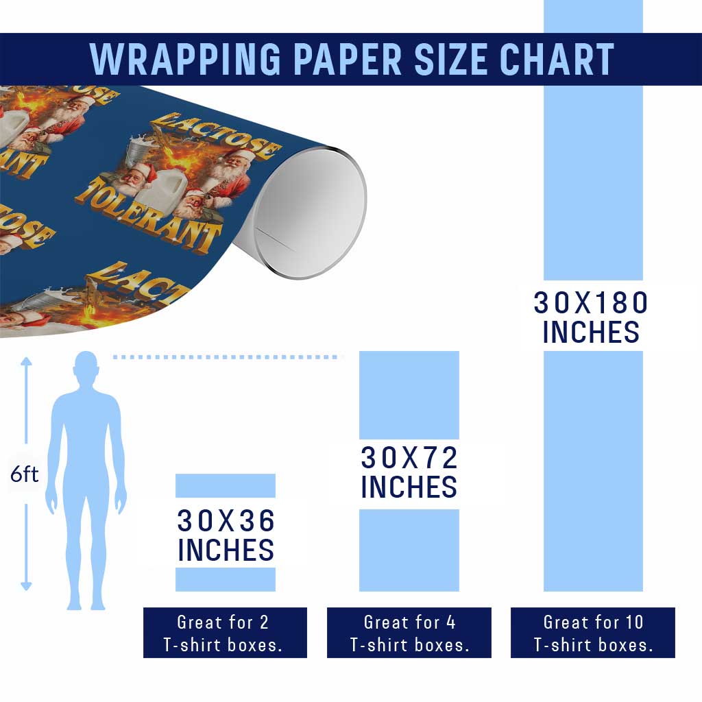 Funny Christmas Santa Lactose Tolerant Wrapping Paper Roll Xmas Tummy Ironic Sarcastic Meme TS11 Print Your Wear