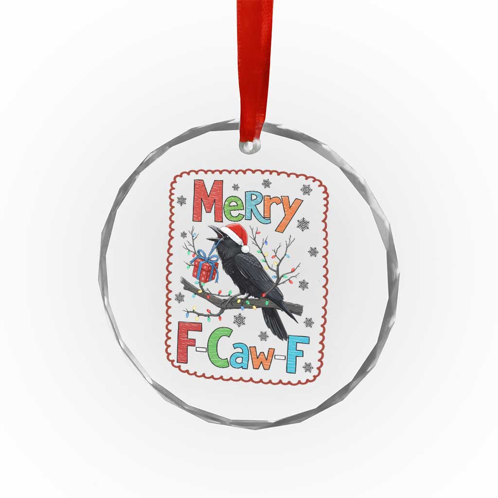 Funny Christmas Santa Raven Crystal Glass Ornament Merry F Caw F Joke Gift TS12 Print Your Wear