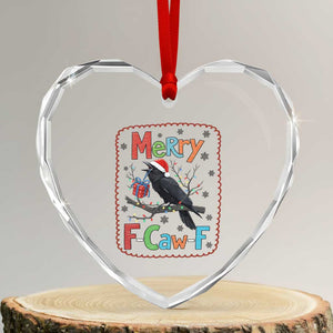 Funny Christmas Santa Raven Heart Crystal Glass Ornament Merry F Caw F Joke Gift TS12 Transparent Glass 3'' Heart Print Your Wear