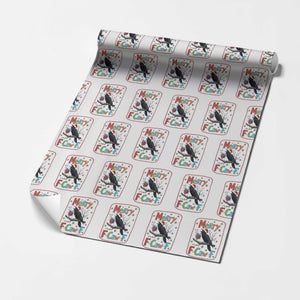 Funny Christmas Santa Raven Wrapping Paper Roll Merry F Caw F Joke Gift TS12 White Print Your Wear