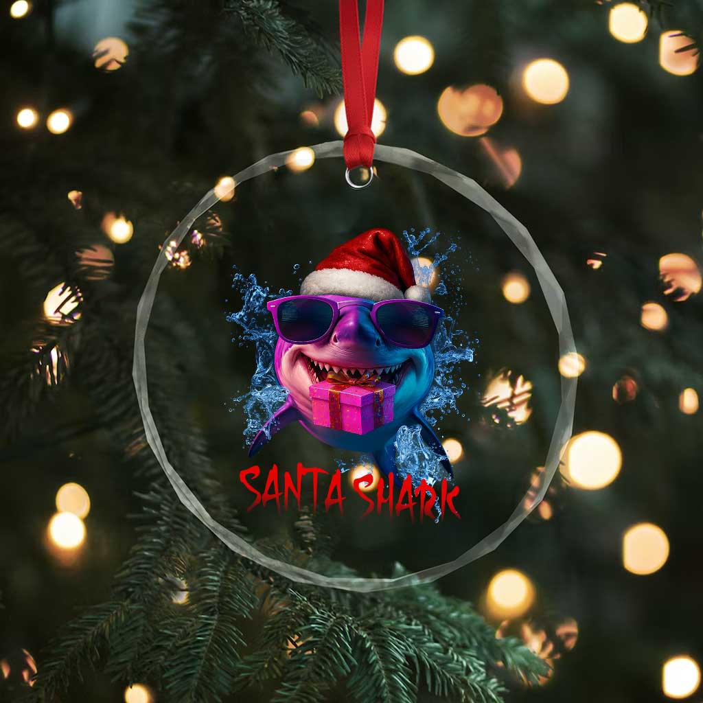 Funny Christmas Santa Shark Xmas Gift Crystal Glass Ornament TS12 Print Your Wear