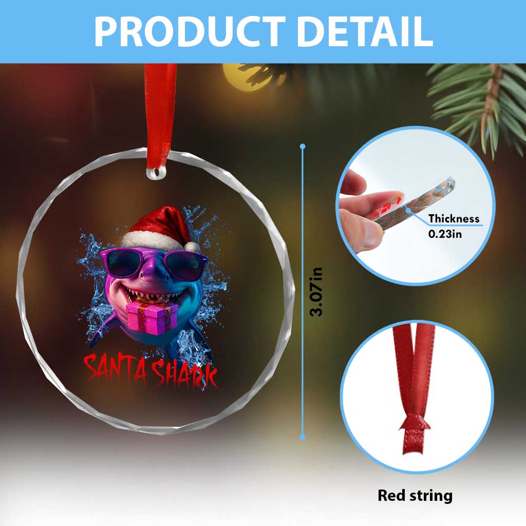 Funny Christmas Santa Shark Xmas Gift Crystal Glass Ornament TS12 Print Your Wear