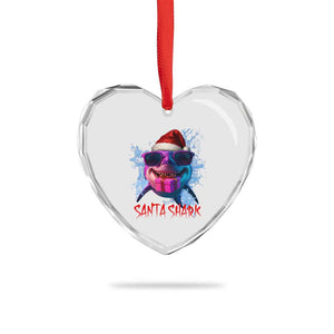 Funny Christmas Santa Shark Xmas Gift Heart Crystal Glass Ornament TS12 Print Your Wear
