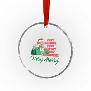 Funny Christmas Santa Trump Crystal Glass Ornament Very Demure Very Cutesy Very President Very Merry TS11 Print Your Wear