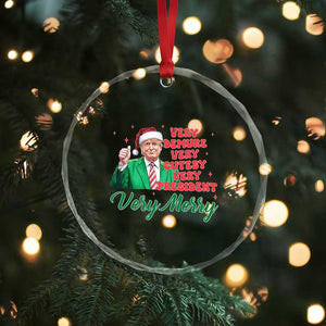 Funny Christmas Santa Trump Crystal Glass Ornament Very Demure Very Cutesy Very President Very Merry TS11 Print Your Wear