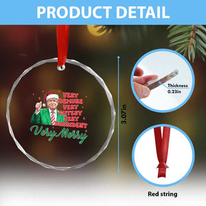 Funny Christmas Santa Trump Crystal Glass Ornament Very Demure Very Cutesy Very President Very Merry TS11 Print Your Wear
