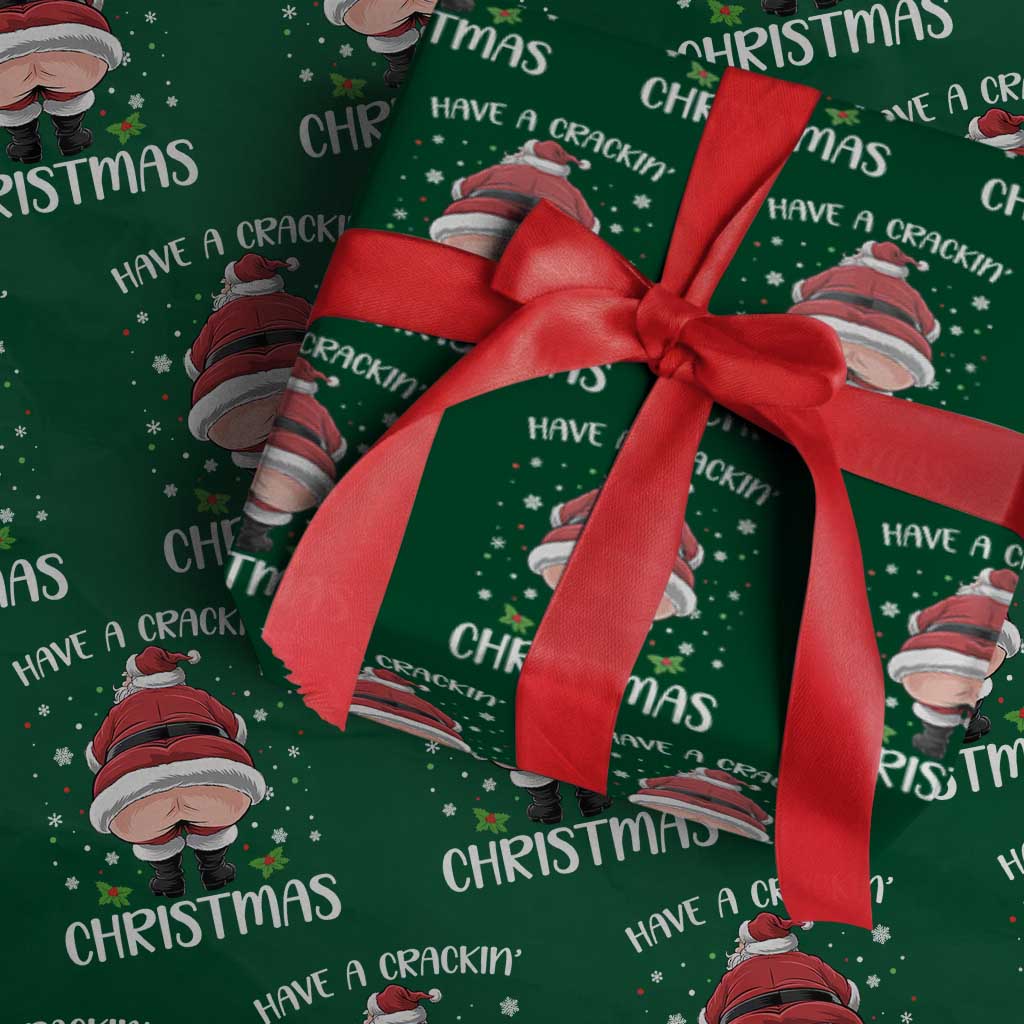 Funny Christmas Santa Wrapping Paper Roll Have A Crackin Xmas TS11 Green Print Your Wear