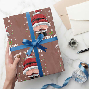 Funny Christmas Santa Wrapping Paper Roll Have A Crackin Xmas TS11 Mocha Print Your Wear