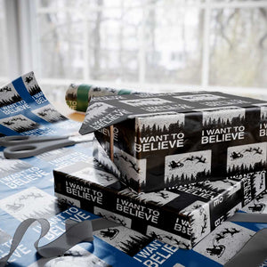 Funny Christmas Santa Wrapping Paper Roll I Want To Believe Sleigh With Reindeers TS11 Black Print Your Wear