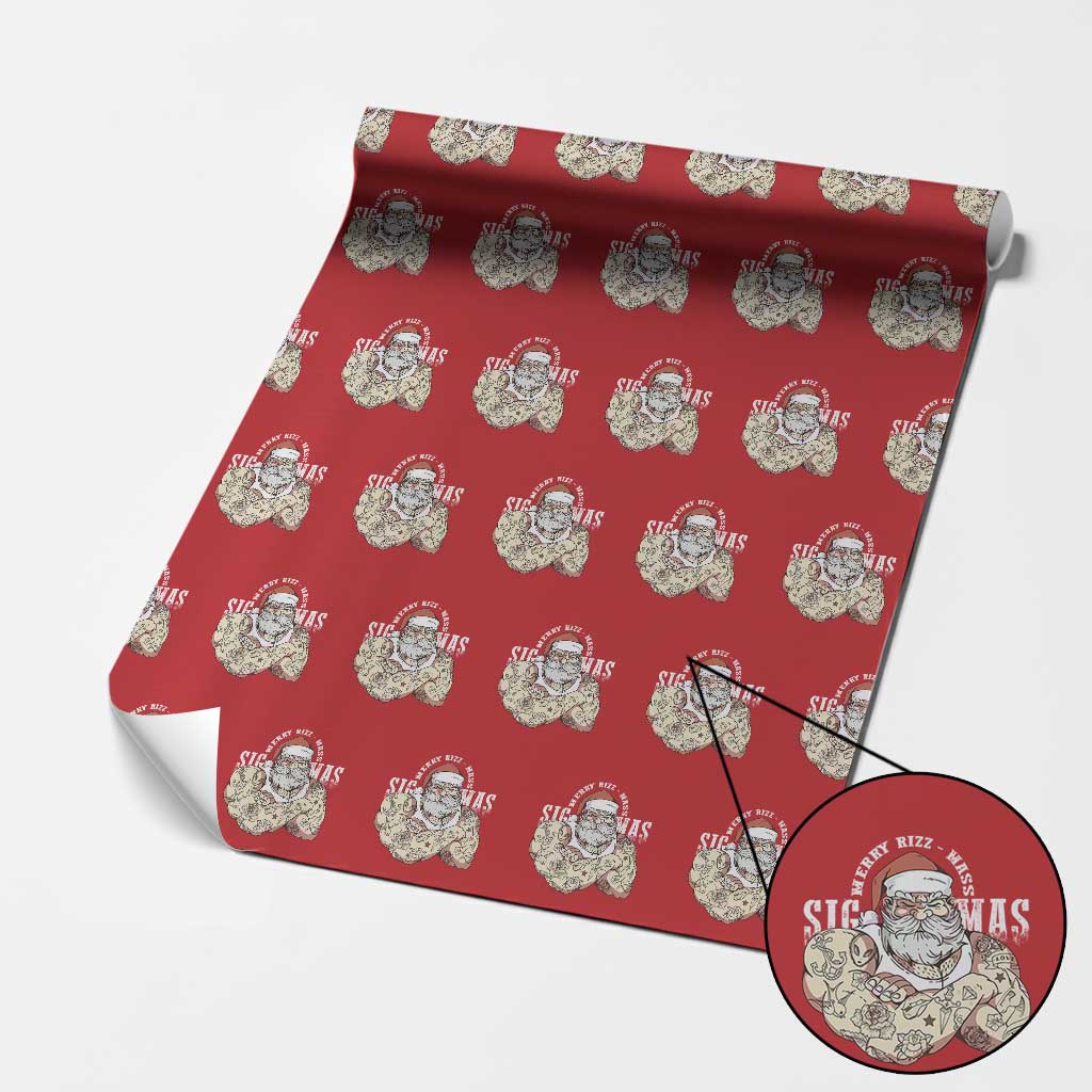 Funny Christmas Santa Wrapping Paper Roll Merry Rizzmas Sigmas Charisma Rizz Santa TS11 Red Print Your Wear