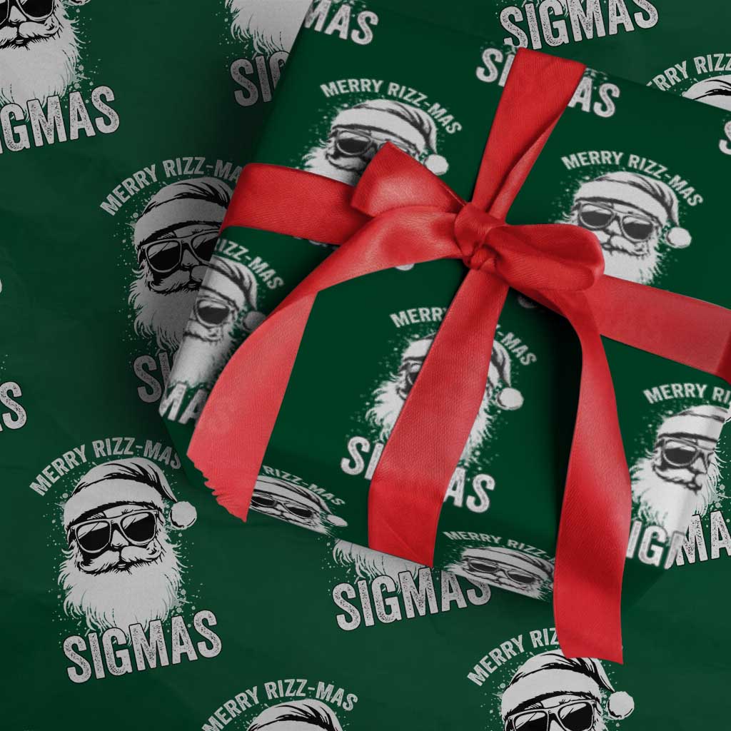 Funny Christmas Santa Wrapping Paper Roll Merry Rizzmas Sigmas Charisma Rizz Santa Claus TS11 Green Print Your Wear