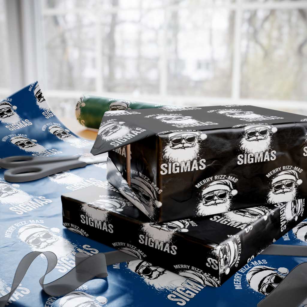Funny Christmas Santa Wrapping Paper Roll Merry Rizzmas Sigmas Charisma Rizz Santa Claus TS11 Black Print Your Wear