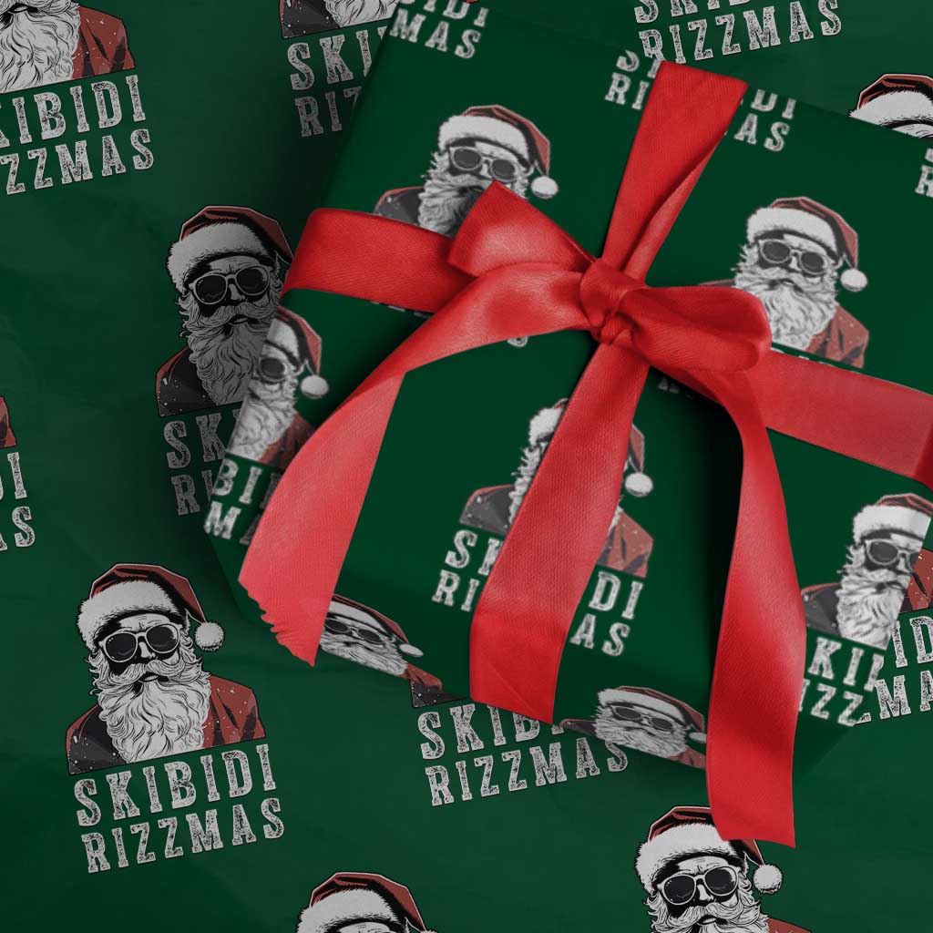 Funny Christmas Santa Wrapping Paper Roll Skibidi Rizzmas Cool Charisma Rizz Santa Claus TS11 Green Print Your Wear