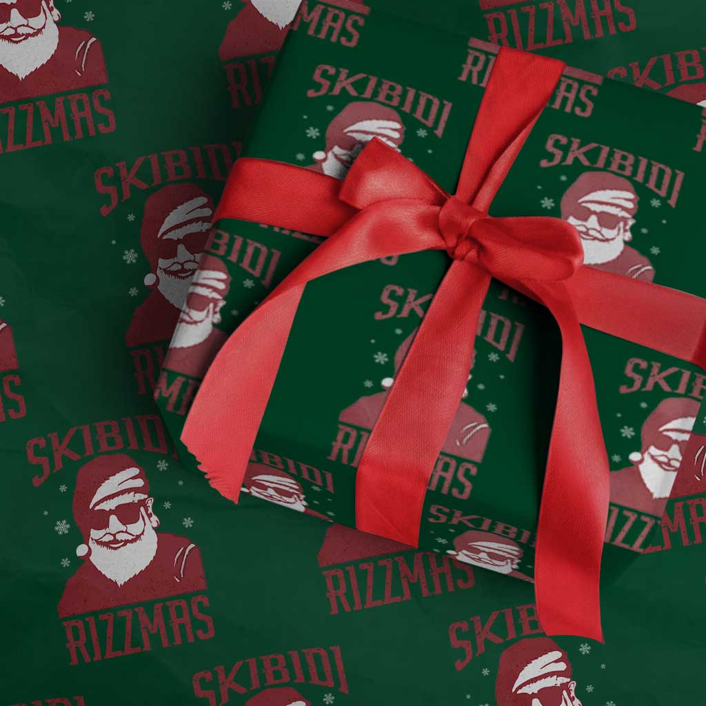 Funny Christmas Santa Wrapping Paper Roll Skibidi Rizzmas Vintage Charisma Rizz Santa Claus TS11 Green Print Your Wear