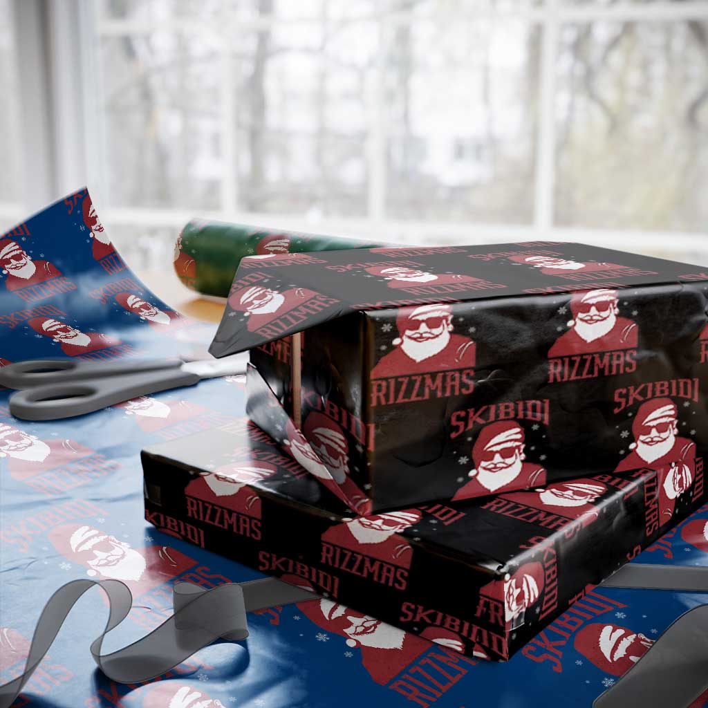 Funny Christmas Santa Wrapping Paper Roll Skibidi Rizzmas Vintage Charisma Rizz Santa Claus TS11 Black Print Your Wear